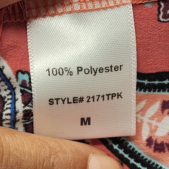 Verse Blouse Sleeveless Boho Multicolor Split Back Keyhole M Womens Casual - Picture 4 of 10